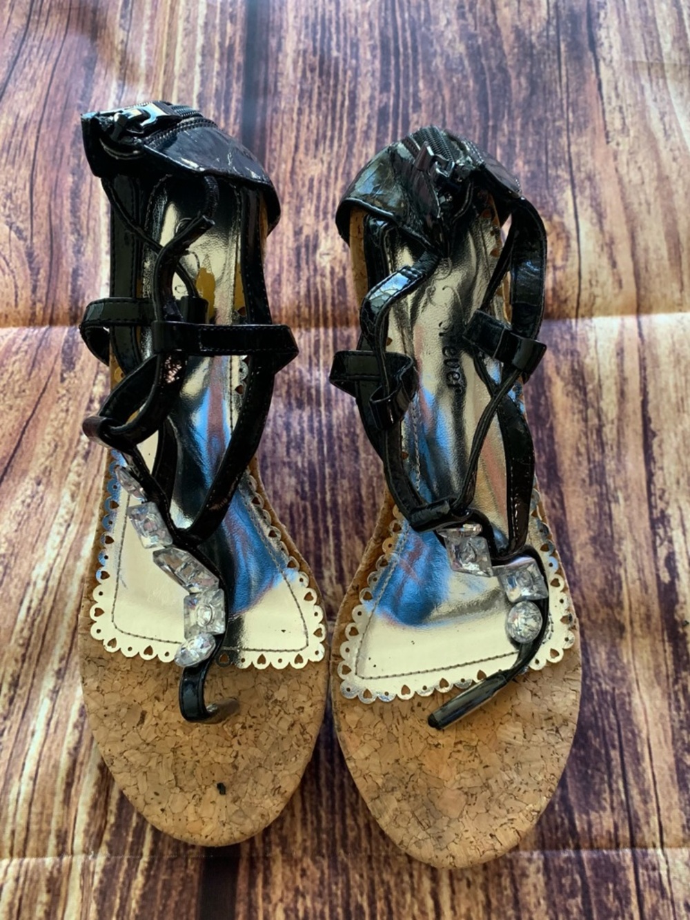 Forever Women's Back Zip Open Toe Cork Wedge Platform Sandals Size: 8.5